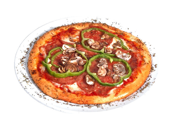 Pizza with mushrooms and bell pepper
