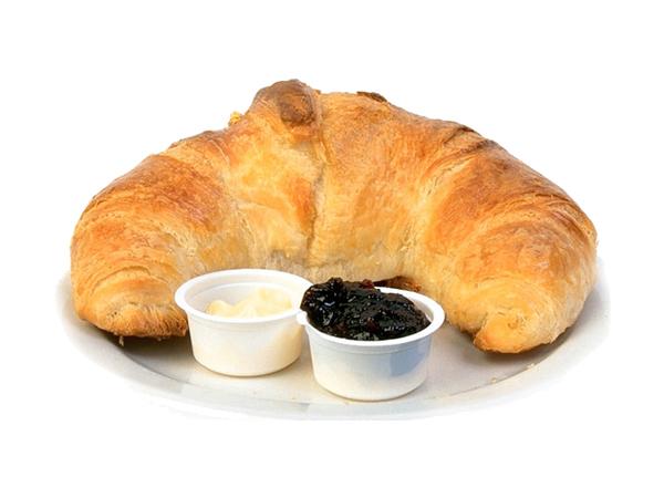 Croissant with butter and jam