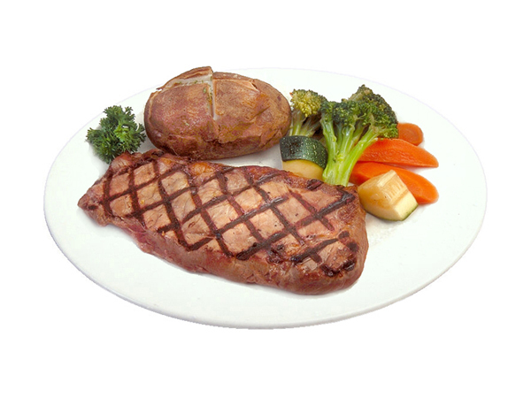 Steak with backed potato and vegetables 