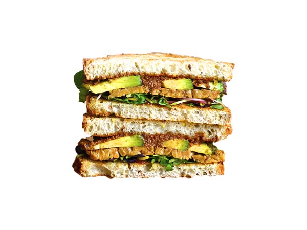 sandwich with avocado and tempeh