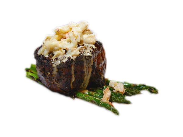 Steak and crab with asparagus
